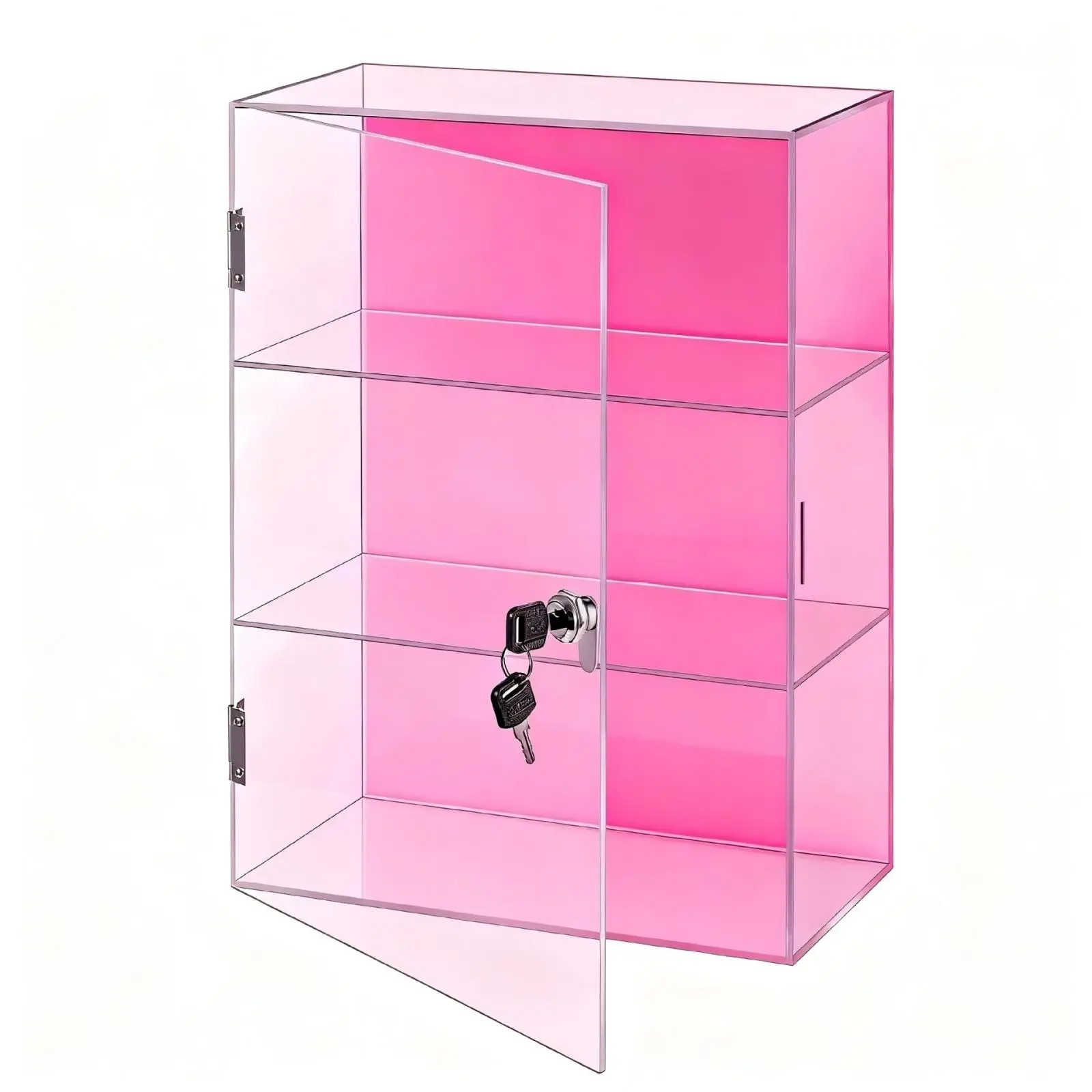 3 Tier Acrylic Display Cabinet for Collectibles Clear Showcase with Lock for Figurines Cosmetics and Small Treasures