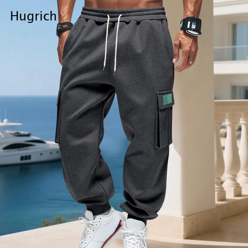 Warm Thickened Side Pocket Casual Streetwear Jogging Trousers for Autumn Winter