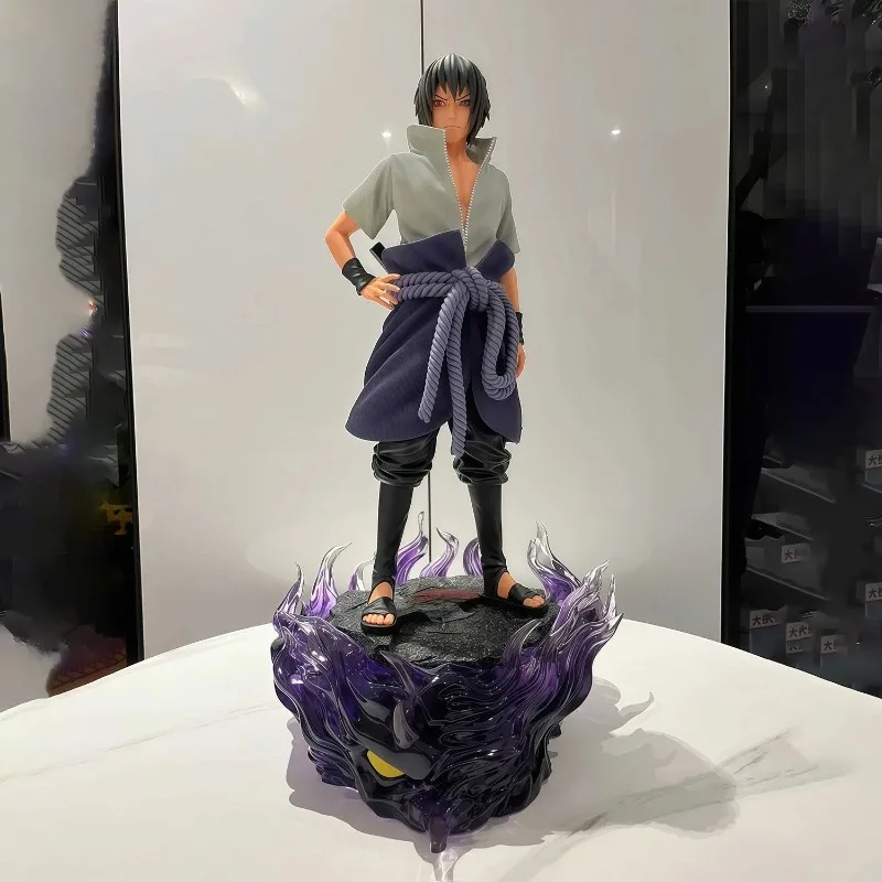 33cm figura dos desenhos animados uchiha sasuke pode brilhar estátua de duas cabeças gk anime coleção modelo pvc ornamentos de mesa presentes de férias brinquedo