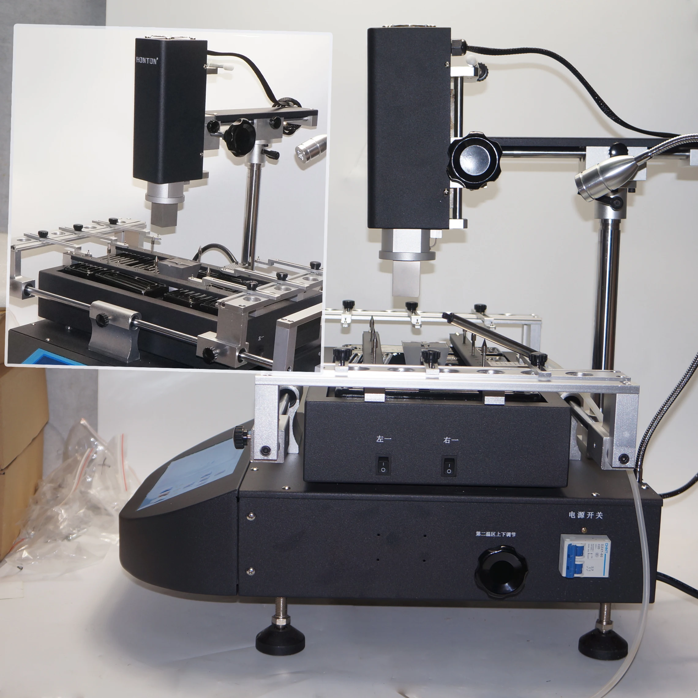 US-Stock Local Warehouse HT-R490-110V Intelligent Microcomputer SMT BGA Rework Station Precision Forced-Air Desoldering Soldering Machine Free Shipped Tooling Processing Compartments Pallets Desk Board Towers Trays Blocks Hubs