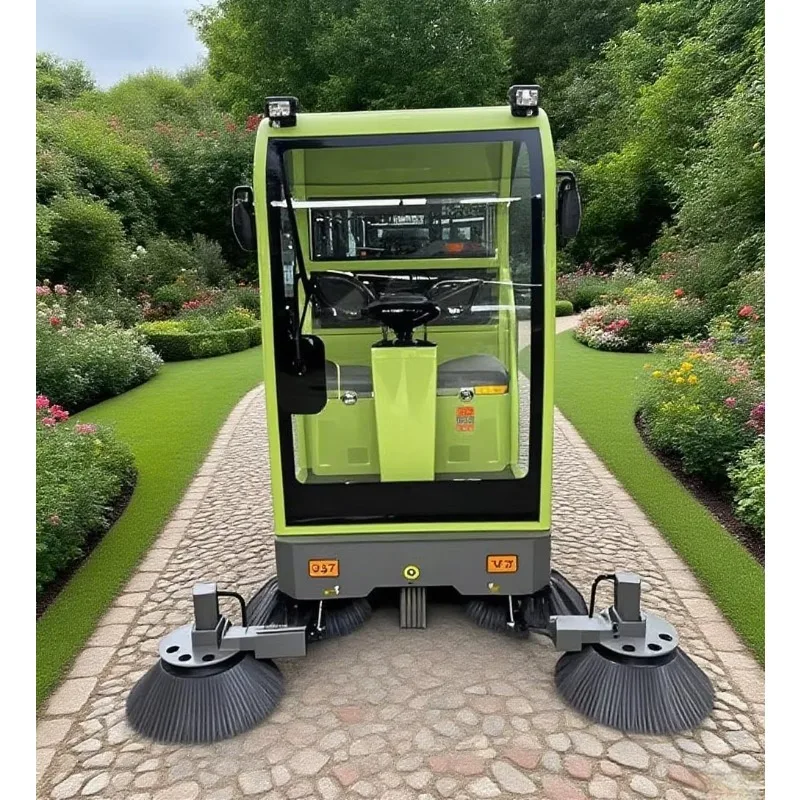 Electric Road Sweeper Wide Sweeping Width Site Cleaning Machine For Logistics Distribution Park Yard Sand Gravel Clearing Works