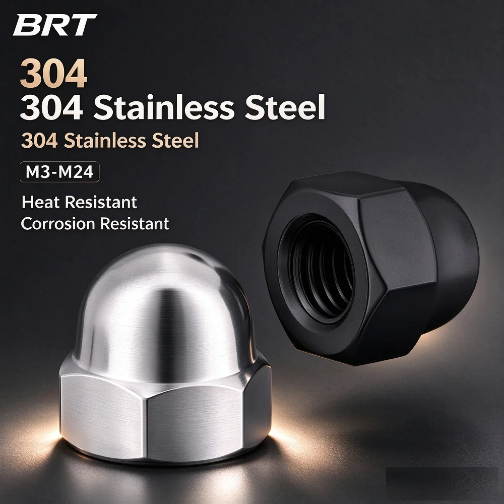 10-100Pcs Black/White Carbon Steel Metric Acorn Nuts M3 M4 M5 M6 M8 M10 M12 M16 Domed Cap Nuts Crown Hex Nut