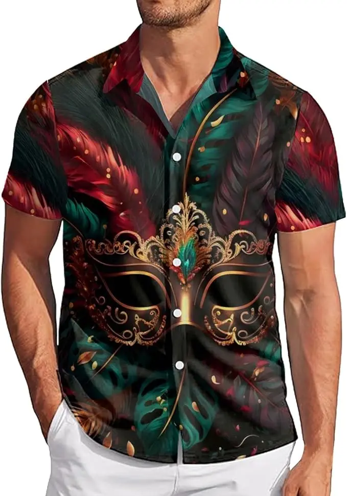 

Handsome mask men's shirt, good-looking shirt for summer beach wear