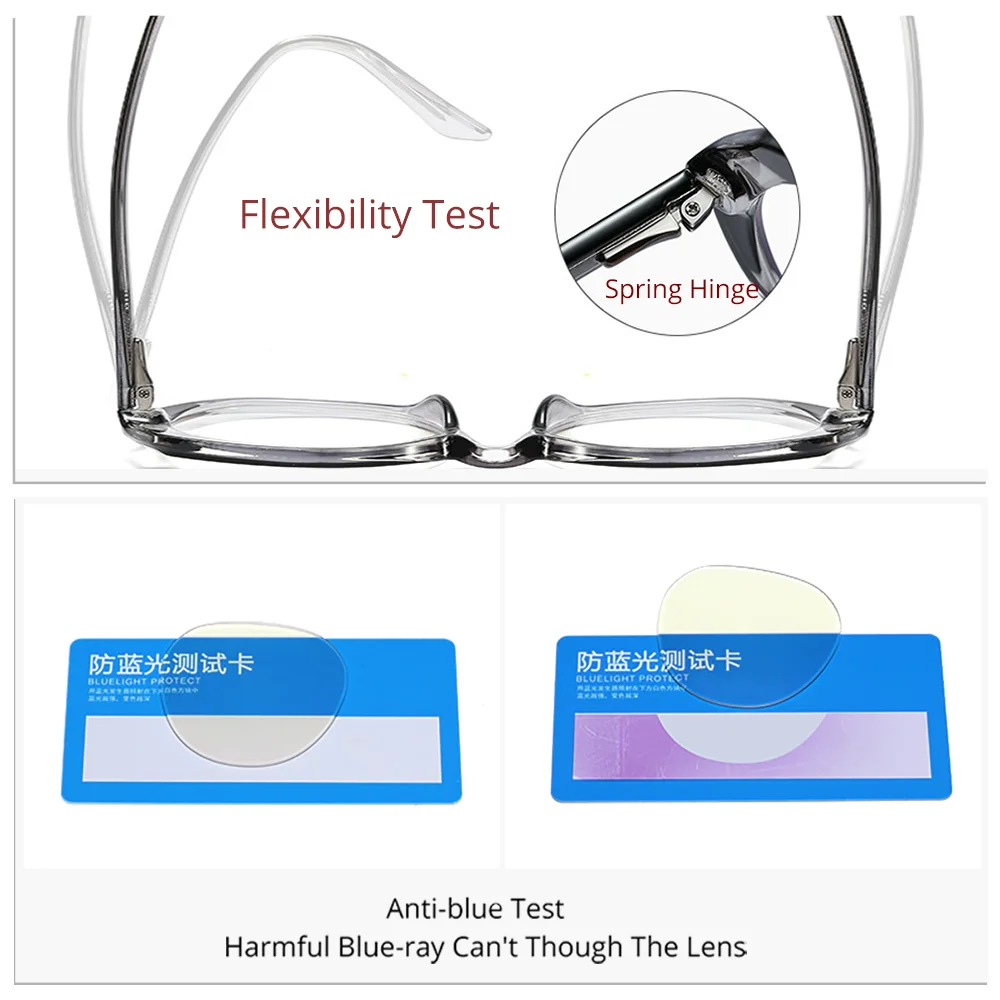 Ralferty Trendy TR90 Eyeglass Frames Women's Glasses Frames Colored Round Ladies Anti Blue Light Glasses No Medical 0 Diopter image 4