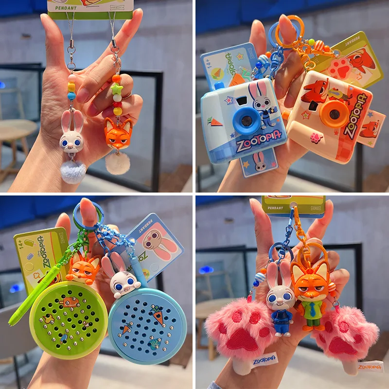 

New Cartoon Accessories Crazy Zootopia Genuine Rabbit Judy Fox Nick Doll Keychain Women's School Bag Pendant Mobile Phone