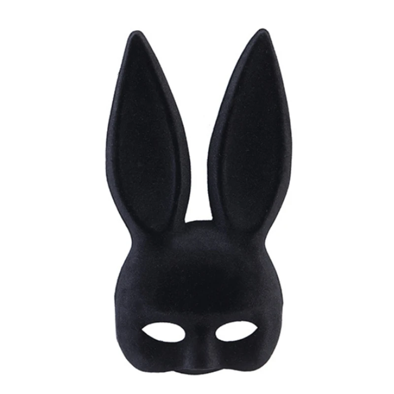 

S1Y1 Black Bunny Long Ear Rabbit Half Face Mask for Children Performance Decors