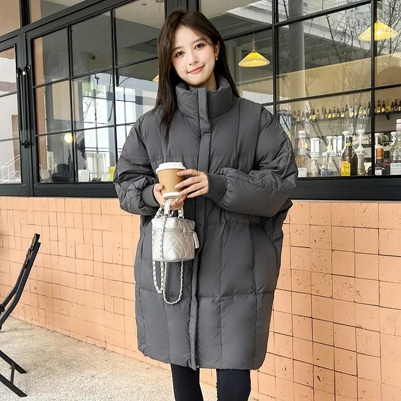 2024 New Down Padded Jacket Women's Winter Korean Version of Long Jacket Fashion Loose Thick Warm Over The Knee Coat