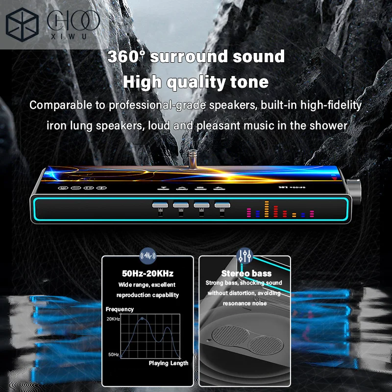 Multifunctionele badkamermuziekdoucheset, 5.3 Bluetooth-technologie, 4000 mAh grote capaciteit, nieuwe badkamerervaring