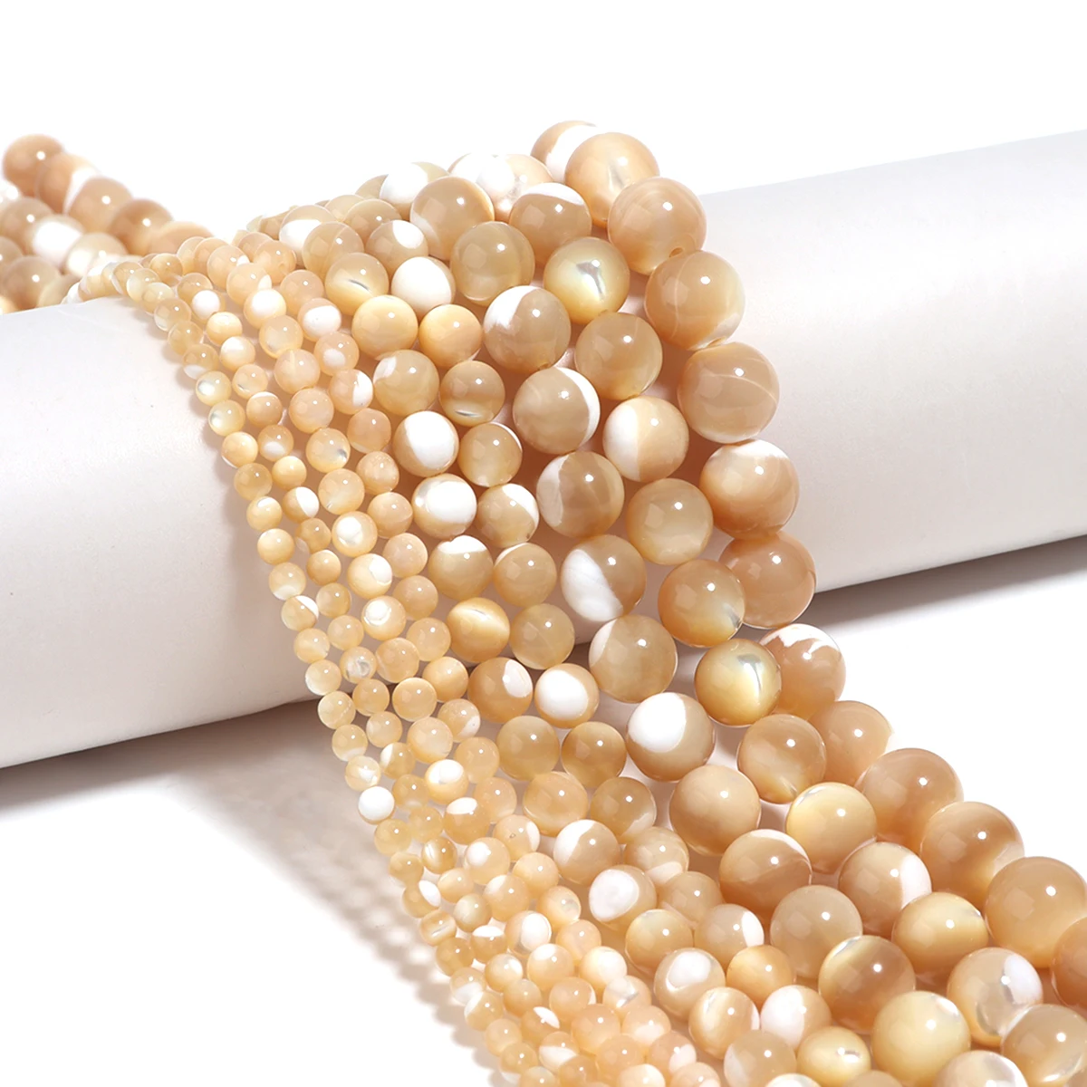 1strand/lot 3/4/6/8/10mm Yellow Round Seashell Beads Loose Spacer Beads For Jewelry Making DIY Neckl Bracelet Crafts