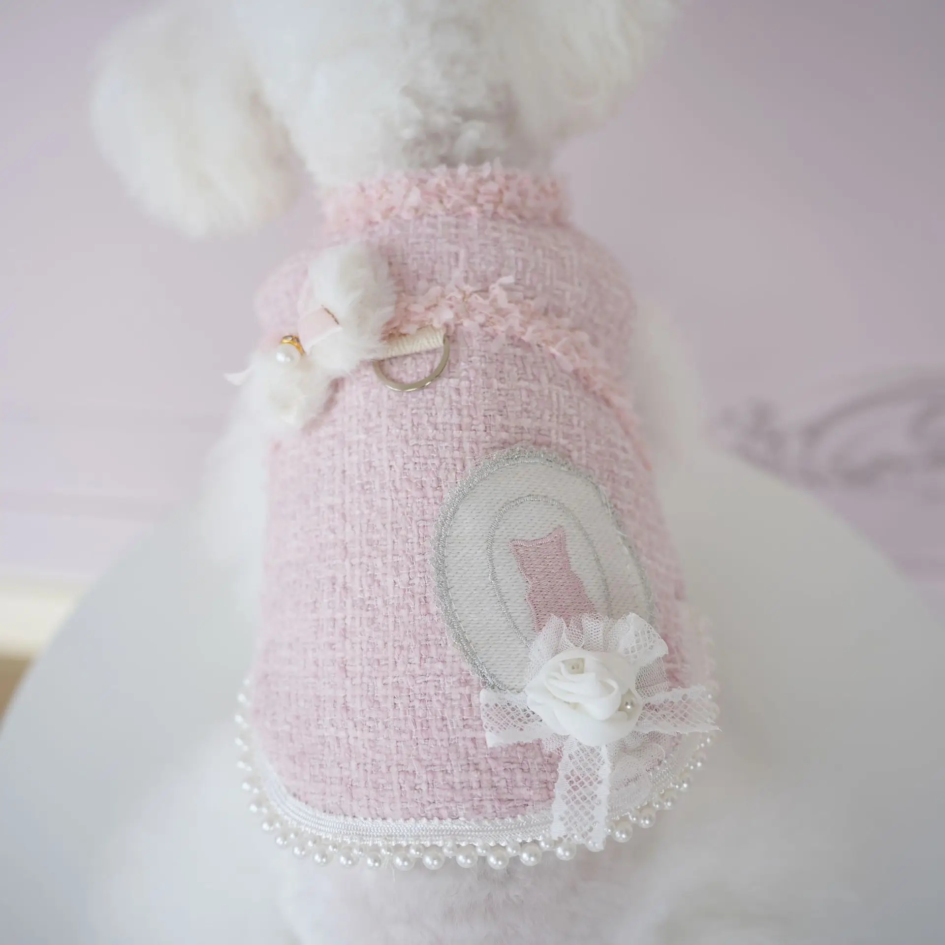 New Pet Clothing Couple Dog Coat Pink Lace Bow Cute Cake Skirt Cat Dress Fashion Design Can Lead Dog Clothing