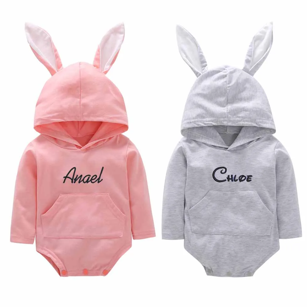 Nome bordado personalizado roupas infantis outono bebês macacão personalizado chá de bebê festa camisola criança rastejando ternos