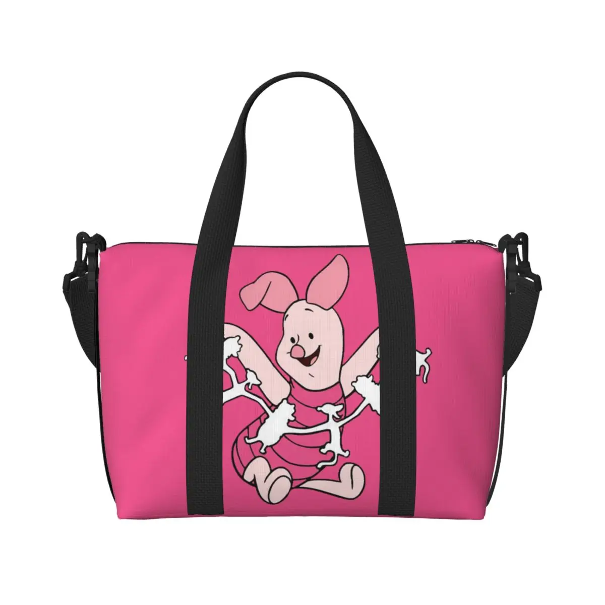 Custom P-Piglets Anime Big Movie Beach Tote Bag Women Extra Large Gym Carry On Travel Shopping Bags
