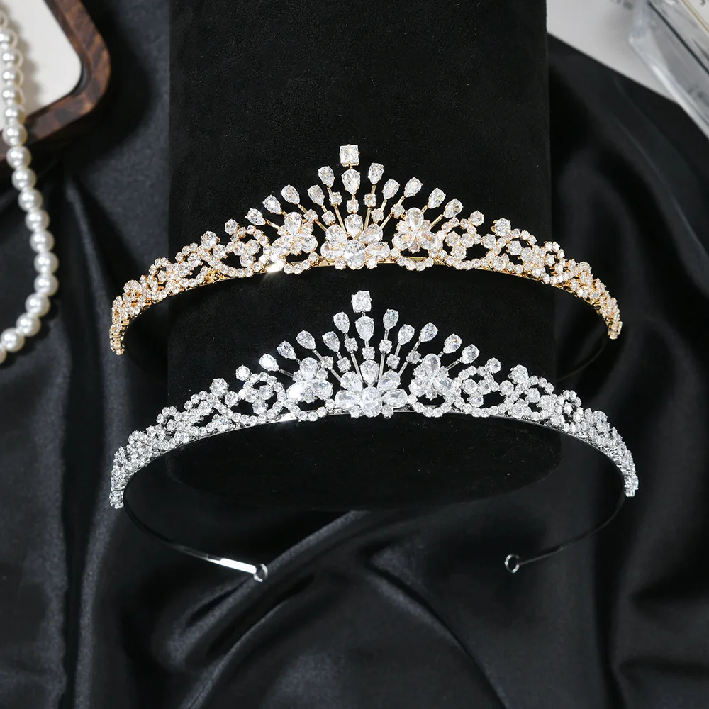 

Princess Bridal Tiara Crown For Wedding Bride Headband Cubic Zirconia CZ Girl Crowns For Women Party Prom Hair Jewelry Headpiece