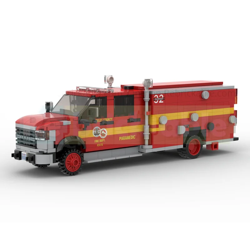 Fire Fighting Vehicle Moc Building 2019-2023 RAM 4500 LACoFD Squad 32/36 Model Brick Technology Blocks Assembly Gift Toy DIY Set