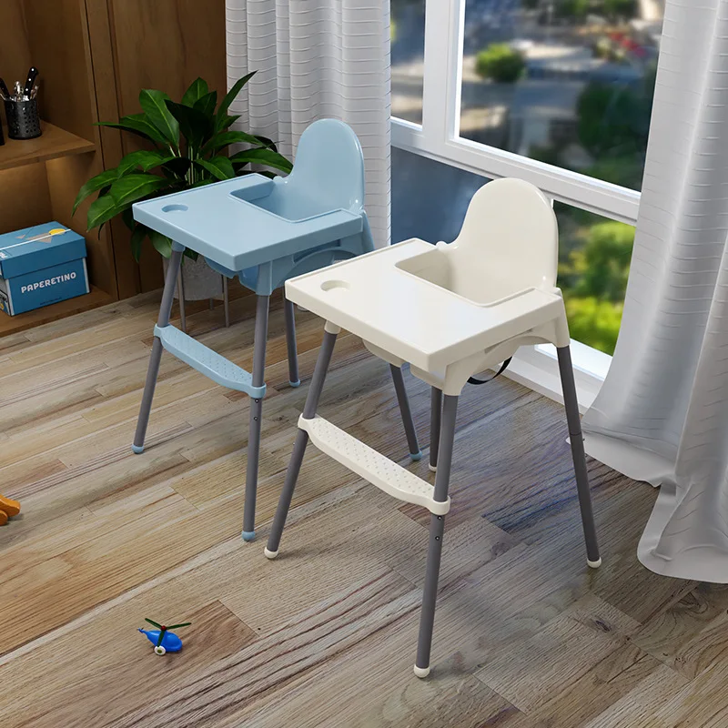 Silla alta para bebé y niño, asiento de comedor de Color sólido, silla de alimentación de altura ajustable con reposapiés, plato de cena y cinturón