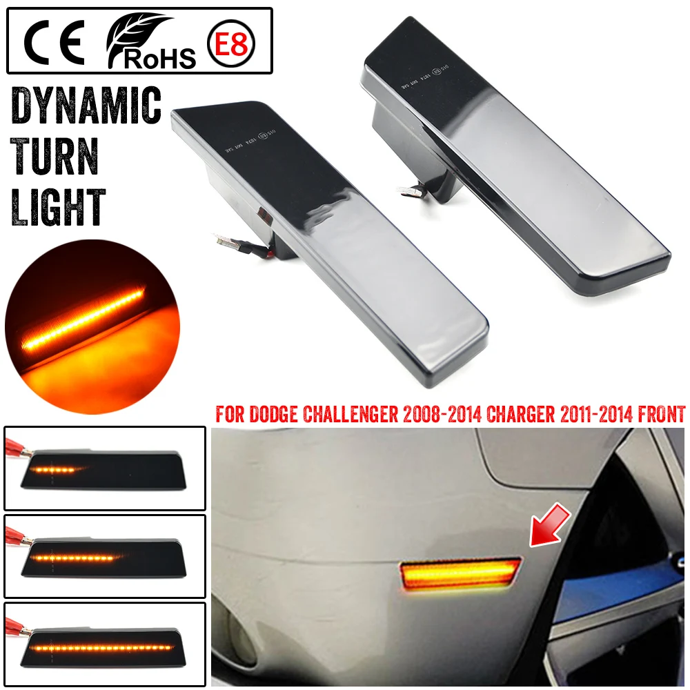 Car Front/Rear Side Marker Full LED Light For Dodge Charger 11-14/Challenger 2008-2014 Amber/White Auto Turn Signal Fender Light