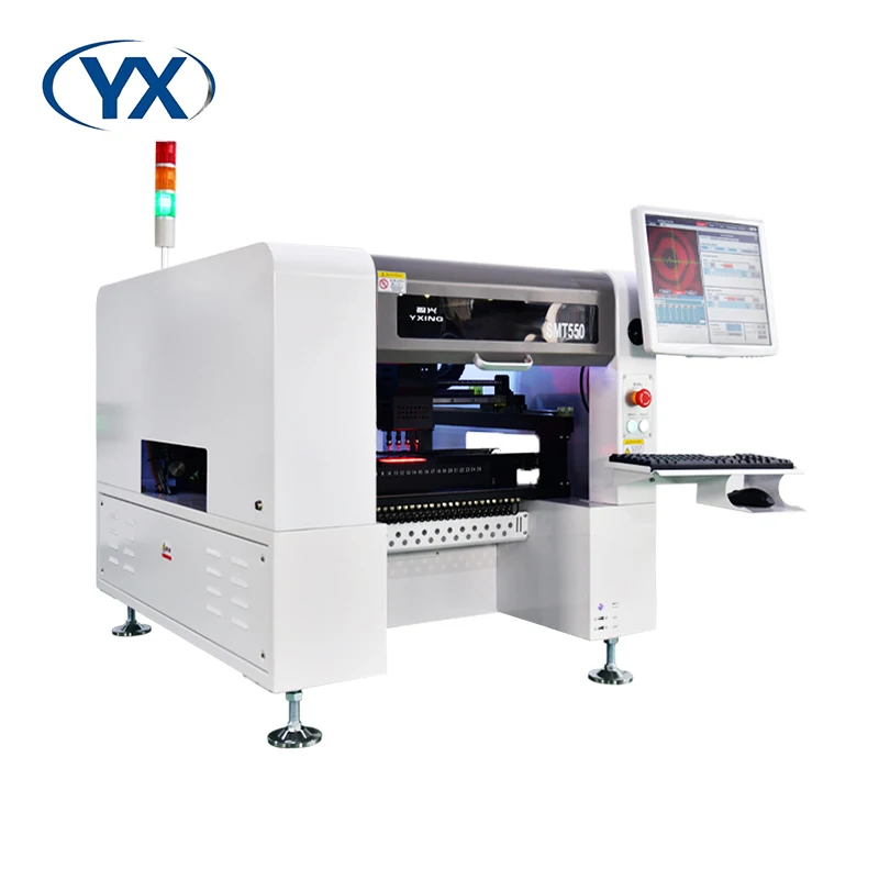 Máquina SMD para fabricar componentes electrónicos SMT550, máquina de recogida y colocación con 4 cabezales y 50 alimentadores