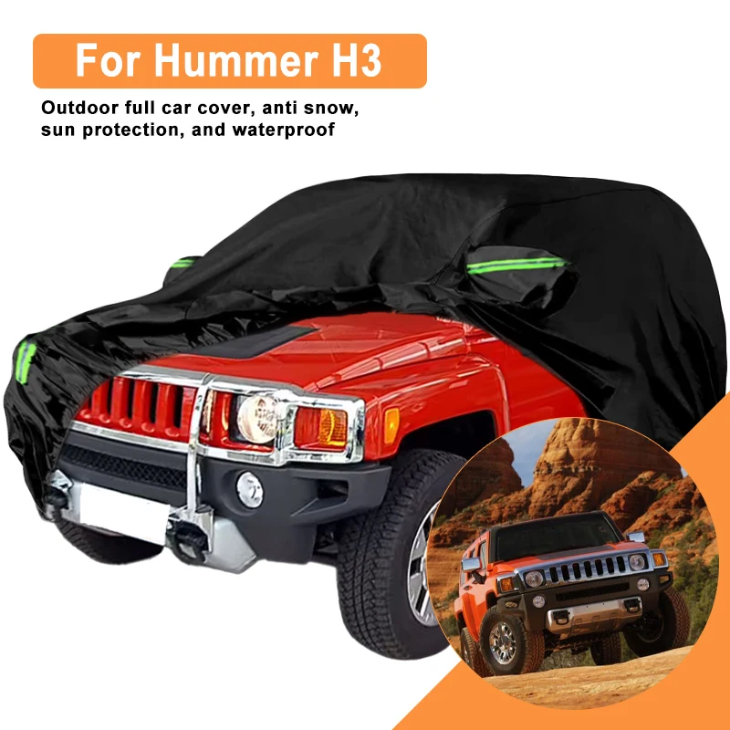 Full Car Cover For Hummer H3 All Weather Outdoor Snow Sun UV Dustproof with Reflective Strips Wind Straps