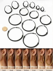 ChainsPro 20-80mm Hoop Earrings for Women Mesh 316L Stainless Steel Classic Mini - Large Statement Hoops Jewelry Gift for Her