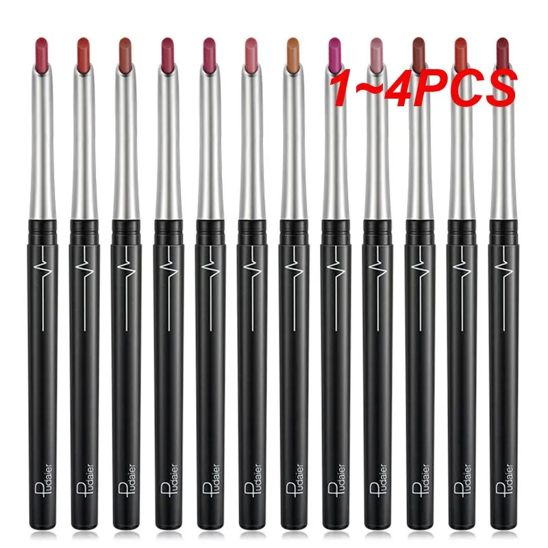 1~4PCS Lipliner Rich Color Matte Waterproof High Color Rendering Lips Makeup Lipstick 2-in-1 Moisturizing Lip Liner Pencil