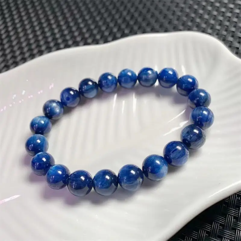 9.5MM Natural Kyanite Bracelet Fashion Energy Stone Reiki Healing Crystal Strand Fengshui Holiday Gift 1PCS