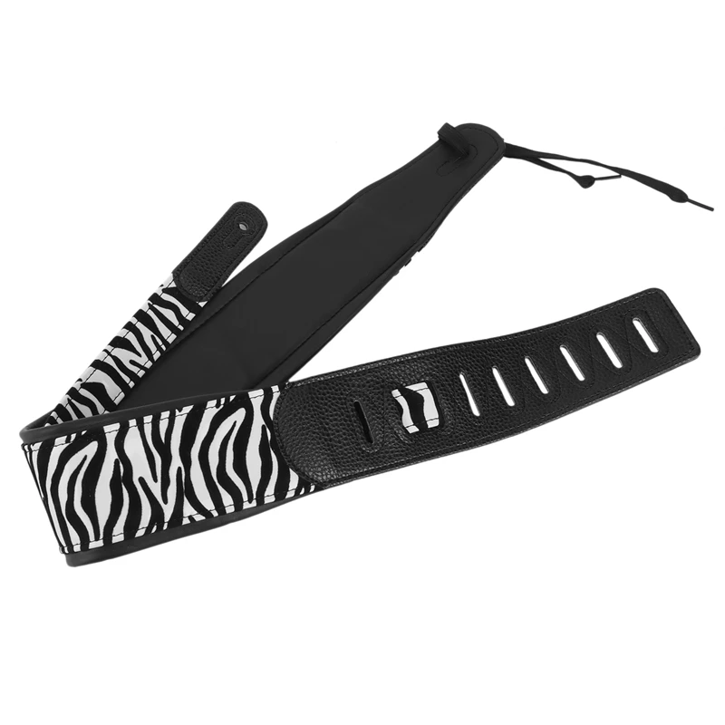 

Ремень для электрогитары Zebra Edition, помочи с ремешком из полиуретана для басов, аксессуары для музыкальных инструментов черного и белого цвета