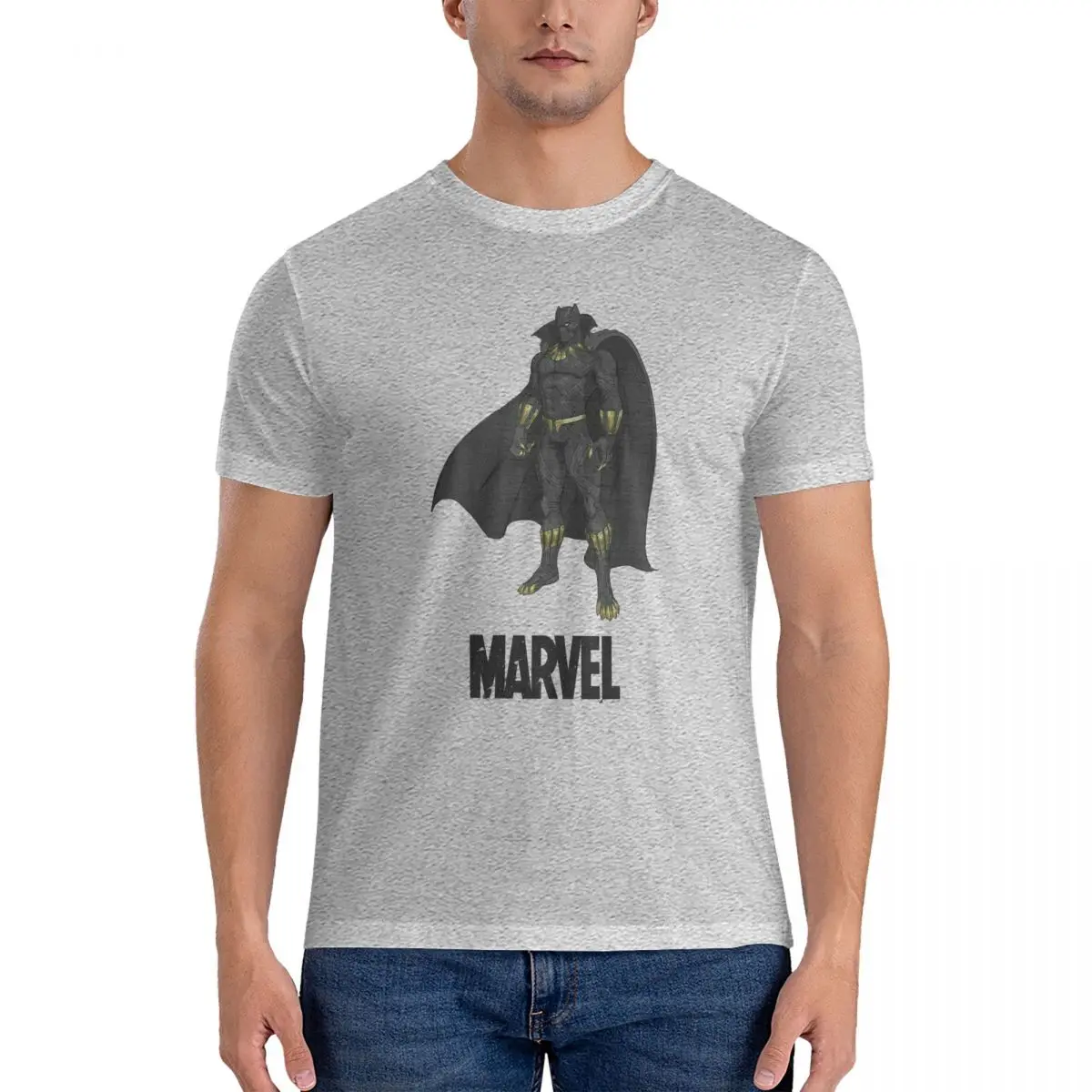 Men's T-Shirt Superheroes Retro Collection Crazy Pure Cotton Tee Shirt Short Sleeve Marvel Black Panther Film T Shirt O Neck