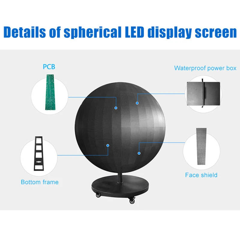 مصنع الكرة المستديرة OEM LED الكرة P2.5 Dn 1m لينة المجال غير النظامية الشكل كروية LED لوحة غلوب شاشة العرض