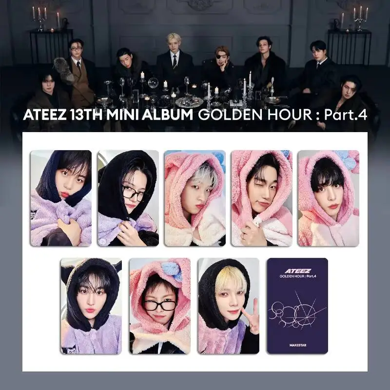 8pcs/set ATEEZ GOLDEN HOUR Part.4 Album Card, Signed Card, Postcard Collector's Card Special Edition Card, Mingi San Wooyoung