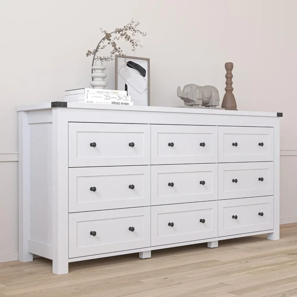 Drawer Dresser for Bedroom, Modern Wide Chest of Drawers, Wooden Storage Organizer for Closet, Living Room