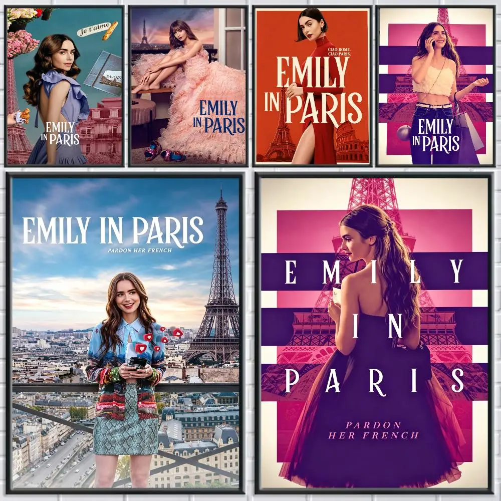 series Emily in Paris Poster Poster HD Self Adhesive Waterproof Art Print Wall Decor for Bedroom Living Room Home Gift