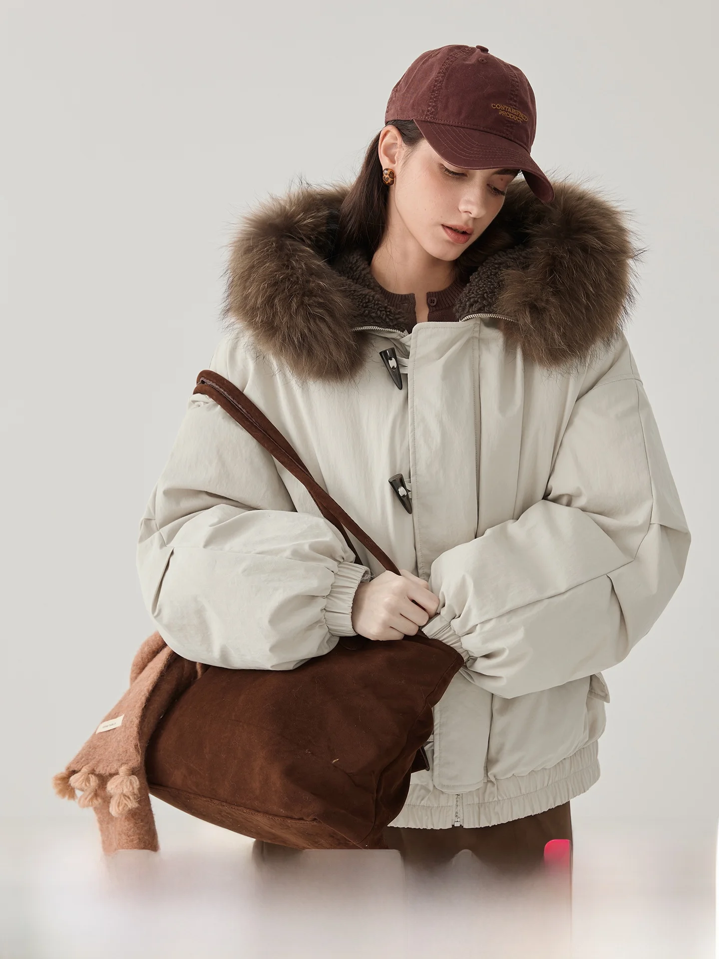 

Женская мягкая белая пуховая куртка с меховым воротником, повседневное теплое пальто с длинными рукавами, утепленное осенне-зимнее пальто