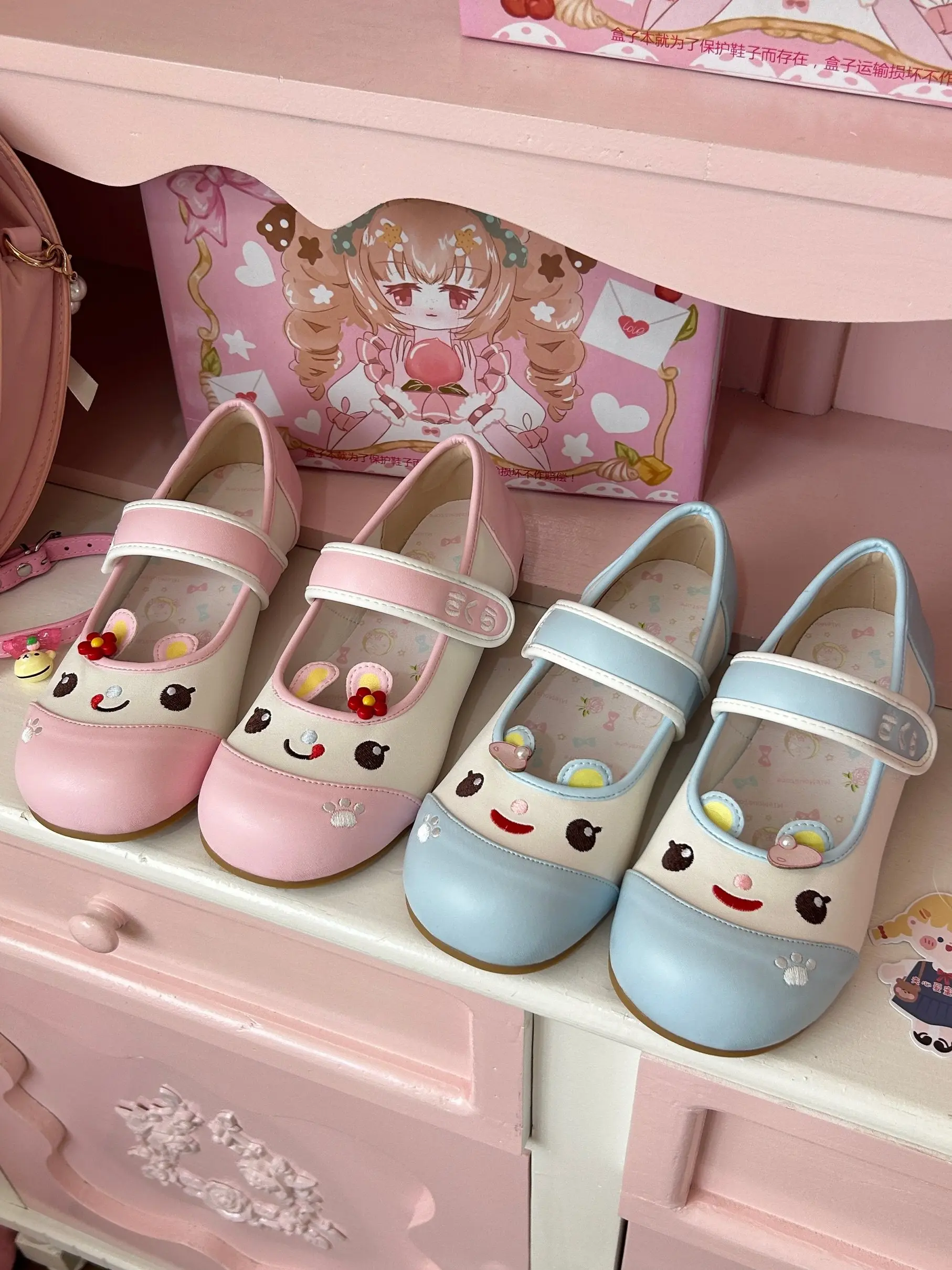 Kawaii Lo Shoes Femme Japanese Style Indoor Sweet and Cute Girl Flat Fashion Single Lolita Shoes for Women Spring Autumn