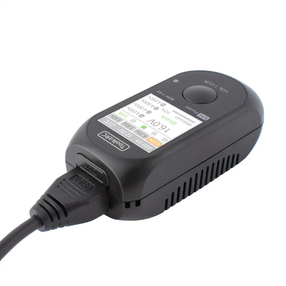 

Instock ToolkitRC M4 Pocket 80W 5A MINI Smart Compact Charger Built-in USB-C XT30 XT60 Output For 1-4S Lipo LiHv LiFe Battery