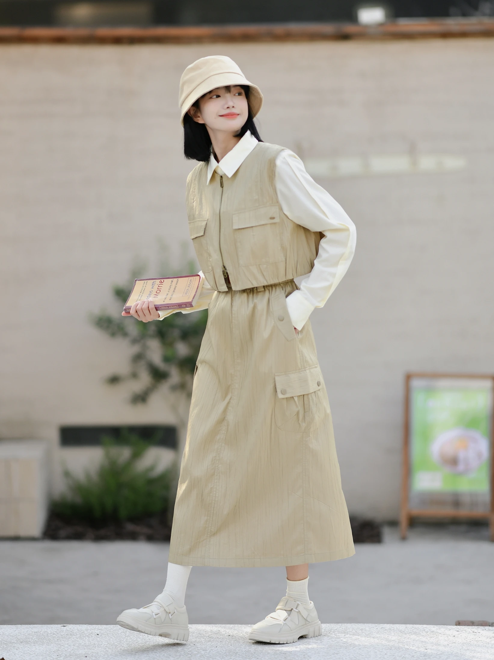 

TheLAN Original Design Casual ort Vest Skirt Set Women's Autumn Commute Sle Faionable Workwear Ensemble