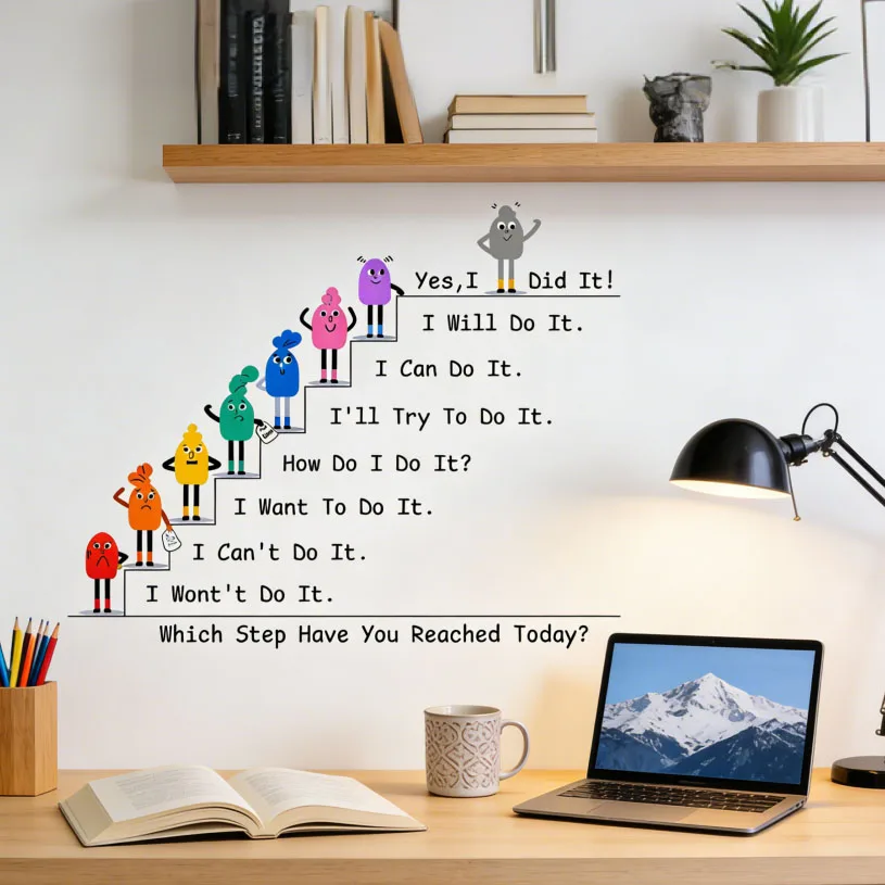 Motivational Growth Ladder Wall Stickers, Encouragement Quotes for School & Homeschool