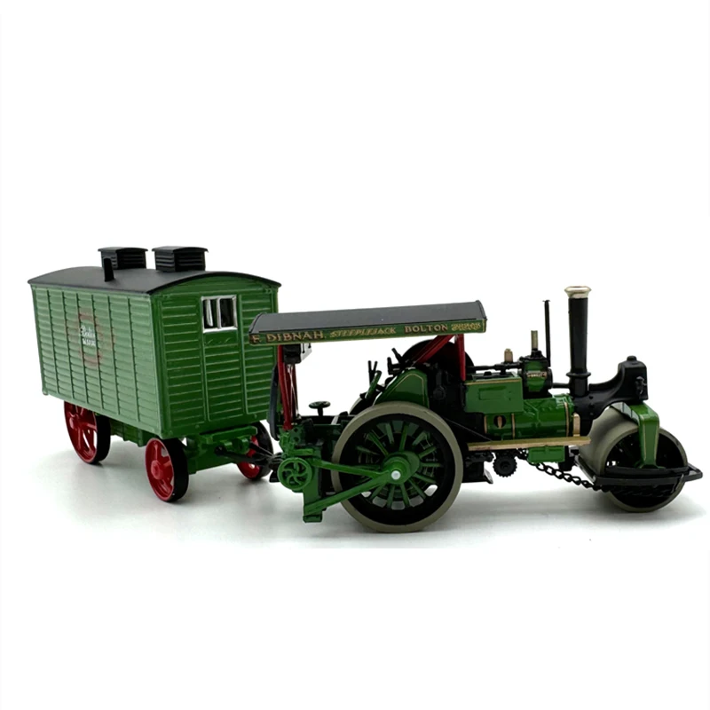 1:76 Scale Diecast Alloy Steam Roller Trailer Toys Cars Model Classics Nostalgia Adult Collection Souvenir Gifts Static Display