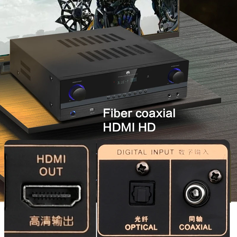 850W WiFi Smart Voice High Power 5.1 Power Amplifier Home HD Amplifier Bluetooth HiFi Fiber Coaxial Lossless Decoding