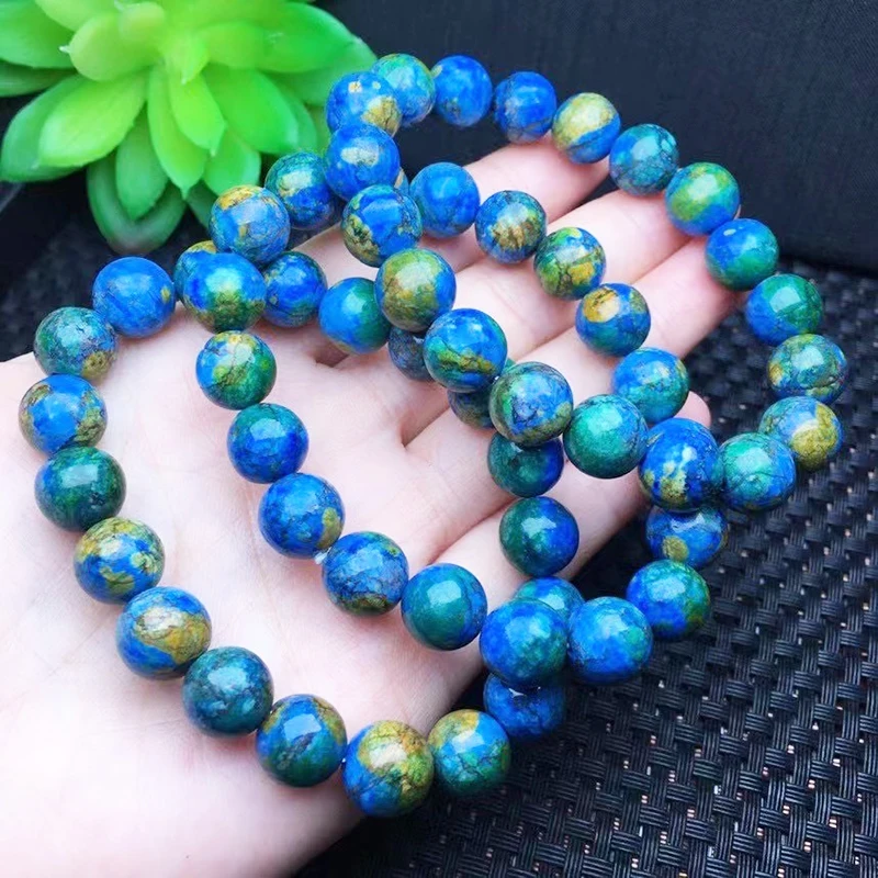 Azurite Bead Bracelet Accessories Diy Handmade Fashion Couples Stone Mineral Yoga Bracelets Elastic Rope Jewelry Christmas Gift