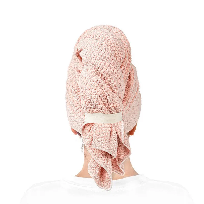 قبعة شعر جافة للنساء سميكة فائقة الامتصاص من الصوف المرجاني وشبكة أناناس سريعة الجفاف من قطعة واحدة #3