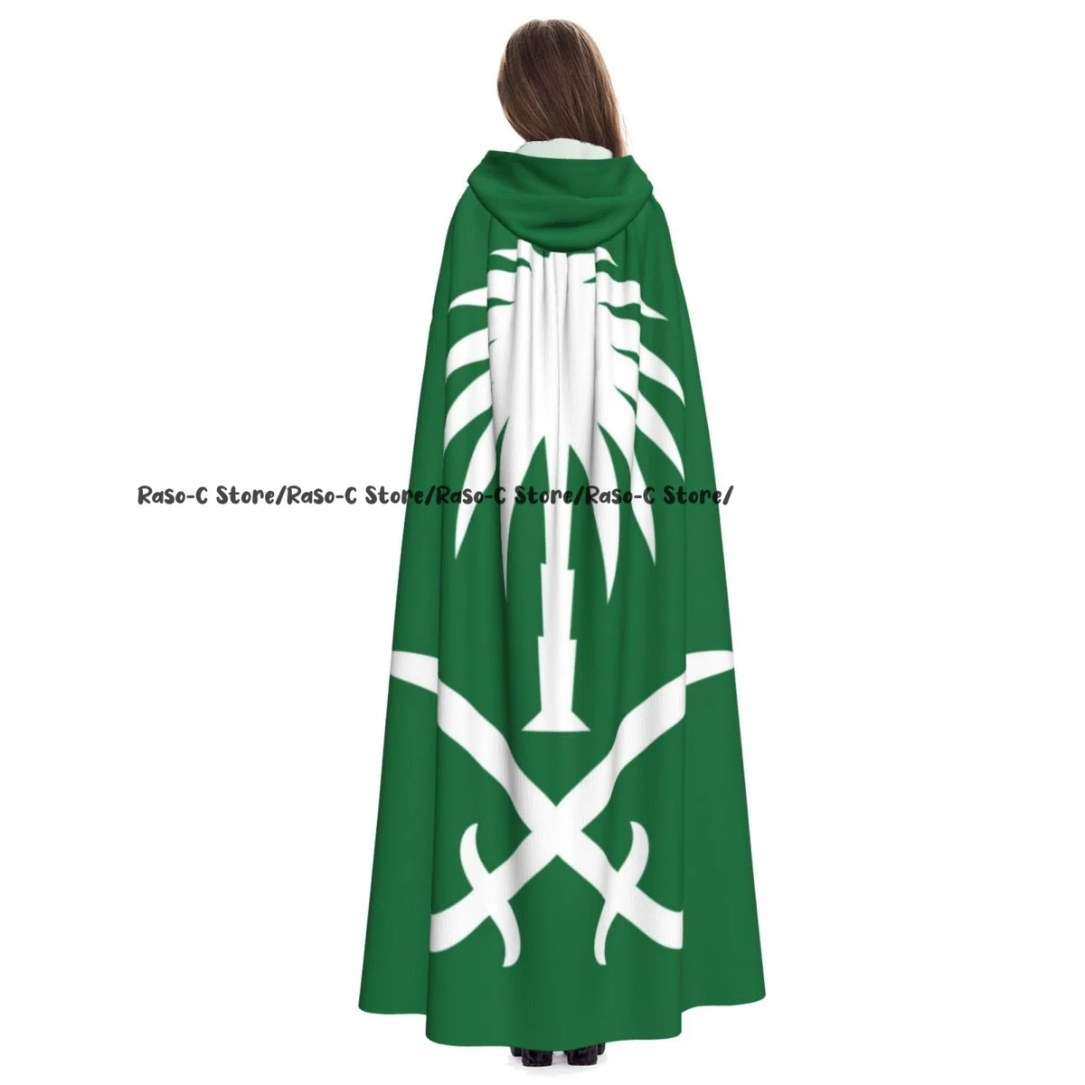 Unisex Adult Saudi Arabian Palm Tree And Sword Cloak with Hood Long Witch Costume Cosplay