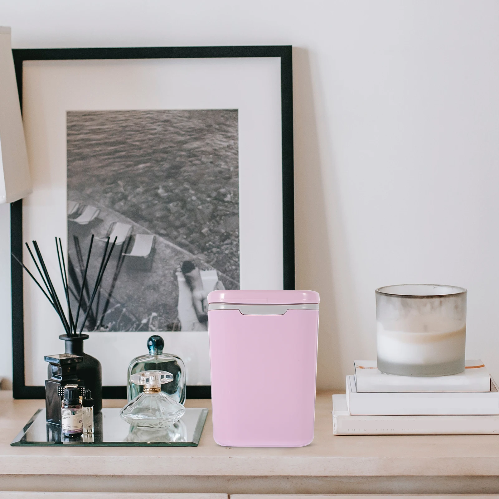 

Desktop Trash Can Mini Bin Small Office for Junk Case Waste Basket Cans Table Wastebasket Countertop