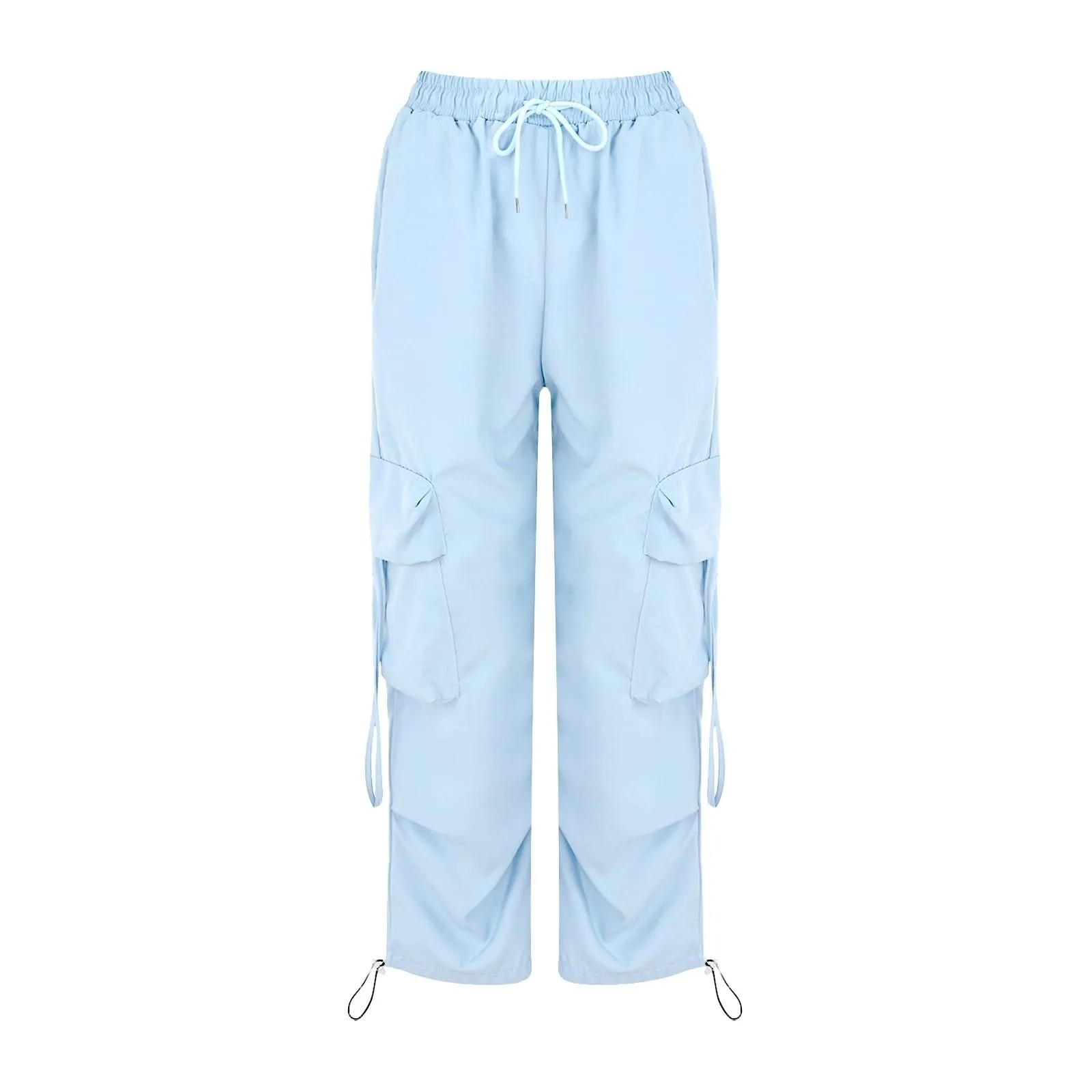 Women's Drawstring Wide-Leg Cargo Pants Multi-Pocket Loose Casual Trousers Street Style Versatile Floor-Length Trousers