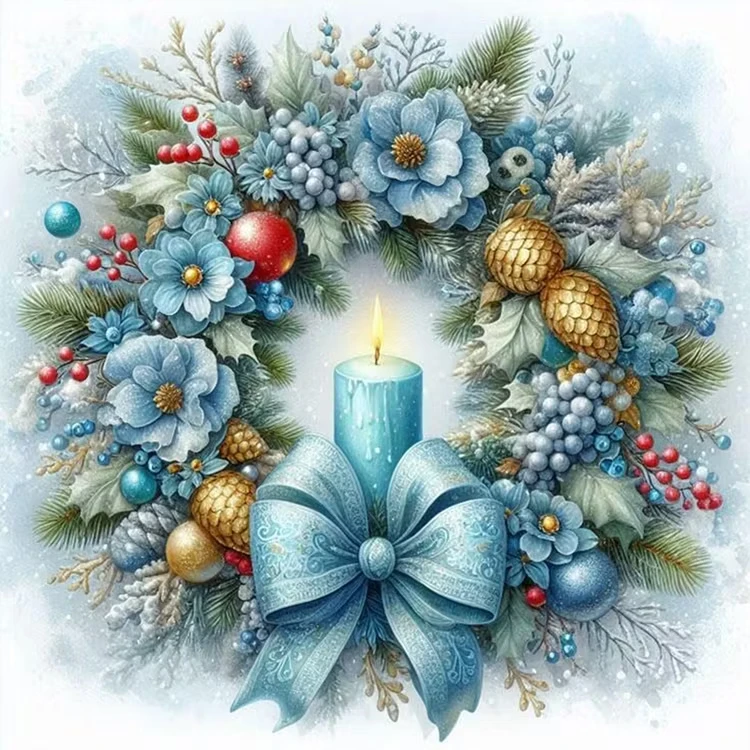 

500 pcs Jigsaw Puzzles Blue-Toned Floral Candle Christmas Kids Toys Gift Educational Intellectual Decompressing Fun Family Game