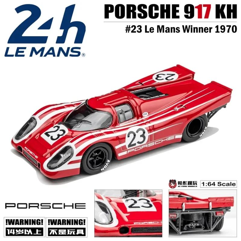 Modèle statique en alliage de voiture d'épicerie Porsche Le Mans, jouets de collection pour enfants, cadeaux de vacances pour enfants, 917 KH, 1:64