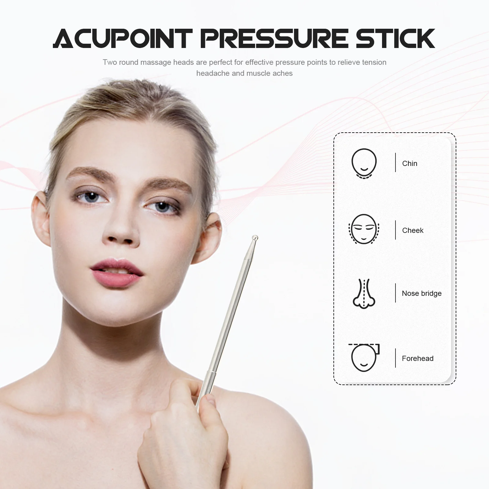 

1 комплект палочек для акупунктурных точек из нержавеющей стали с большими маленькими головками для тела, лица, шеи, плеч, рук, ног, облегчения боли, портативный массаж