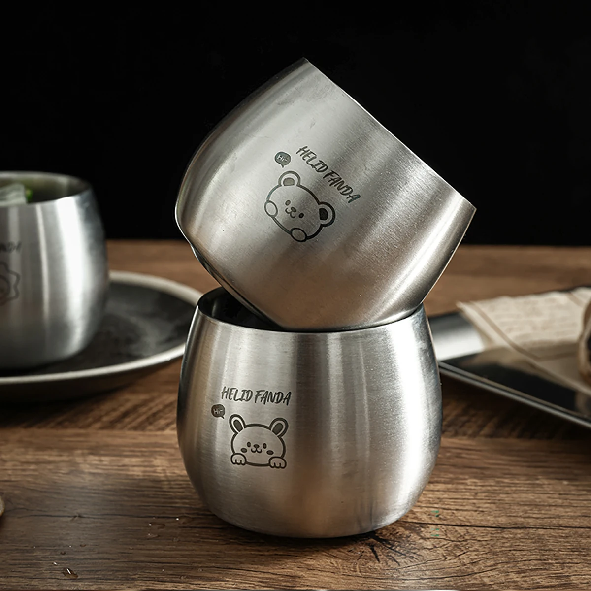 

120ml Cute 304 Stainless Steel Kids Water Cup Double Wall Drinking Cup Durable Anti Scalding Tumbler Milk Coffee Mug Drinkware