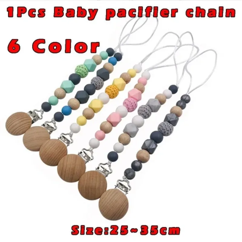 

1 Pc Baby Pacifier Clips Anti-drop Chain Beads Infant Nipple Holder Soother Decorative Chain Clips