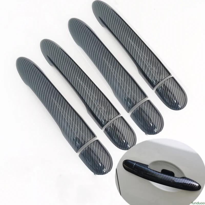 Funduoo For Nissan Primera P12 2002 2003 2004 2005 2006 2007 Carbon Fiber Chrome Car Door Handle Cover Styling Accessories