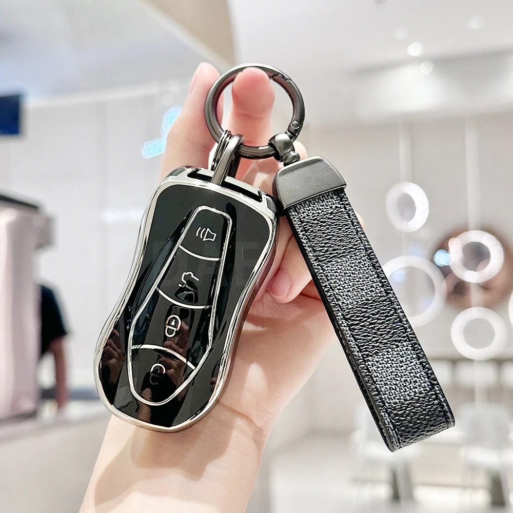 

Shell Fob for Geely Tugella 2020 Boyue Atlas Pro Gili Tugella TPU Car Key Remote Case Cover Key Protector Keychain Accessories